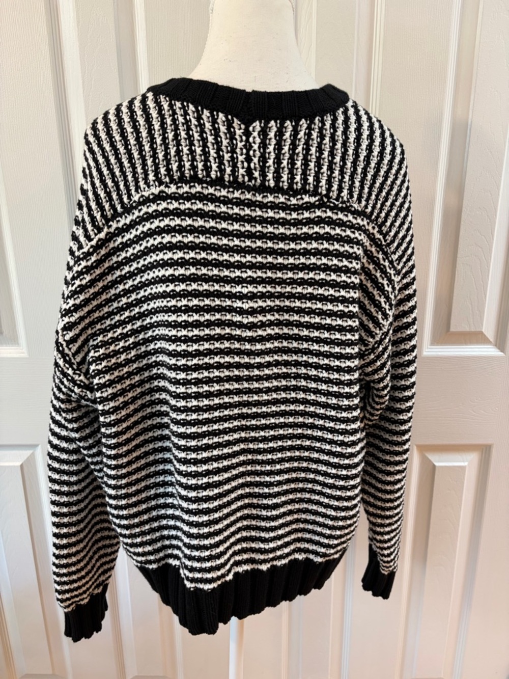 Pistola Black and White Sylvie Cotton Crew Neck Sweater Size XL - Picture 5 of 13